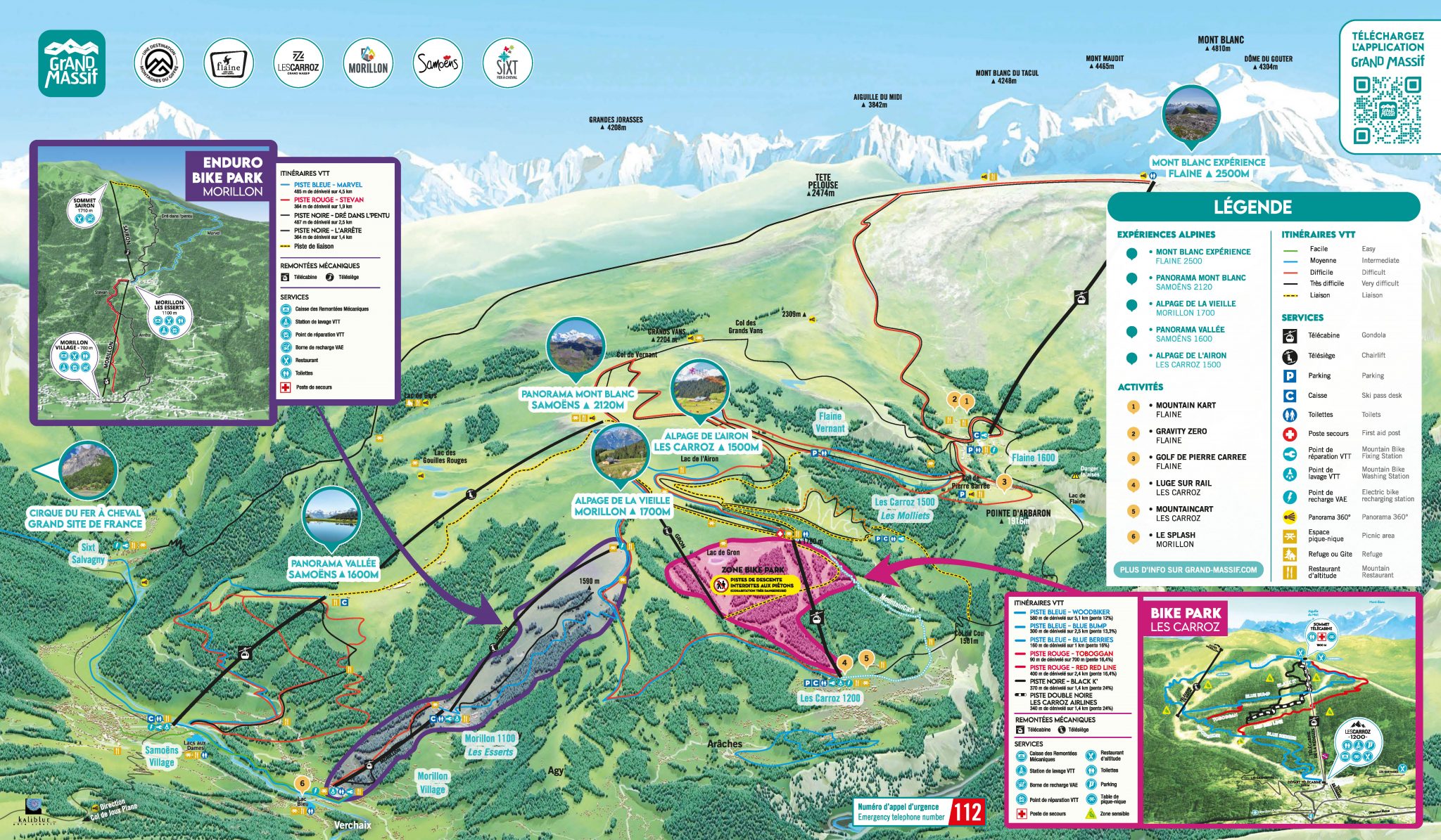 Mountain bike map of the Grand Massif