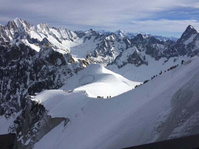 The start of the Vallee Blanche glacier skiing