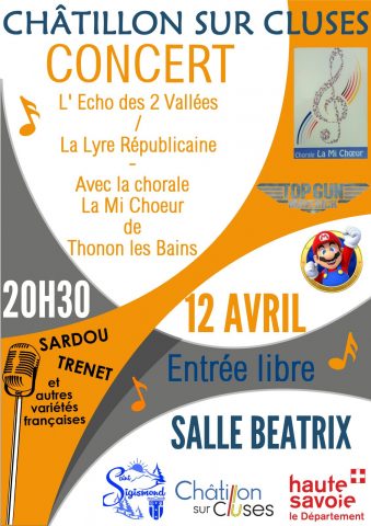 Concert by L’écho des 2 vallées, the Lyre républicaine with la chorale La Mie Choeur de Thonon Les Bains_Châtillon-sur-Cluses