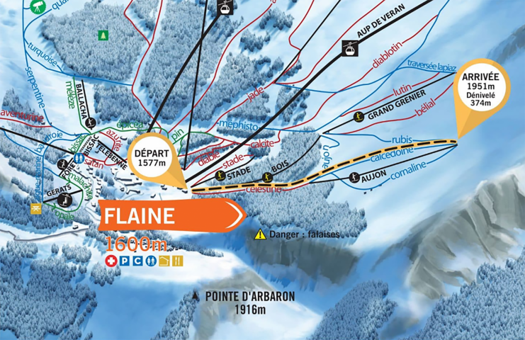 Montée d’Aujon ski touring itinerary – night ascent_Flaine