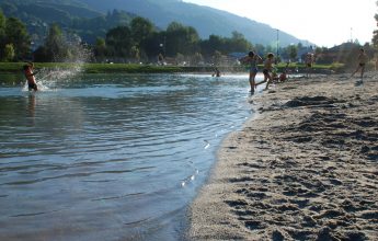 Lac Bleu beach with lifeguard