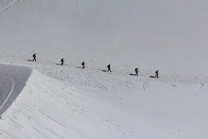 Walking on a glacier